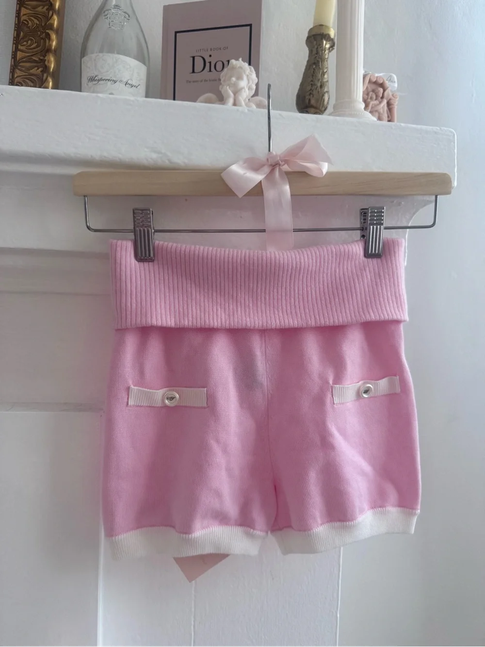 Nana Jacqueline Millie Fold-Over Waistband Pink Knit Shorts
